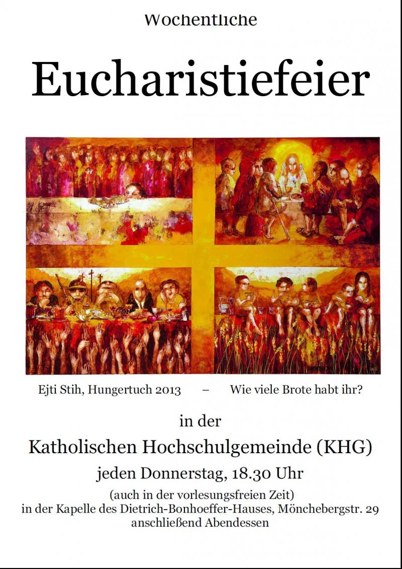 Plakat: 'Wöchentliche Eucharistiefeier'